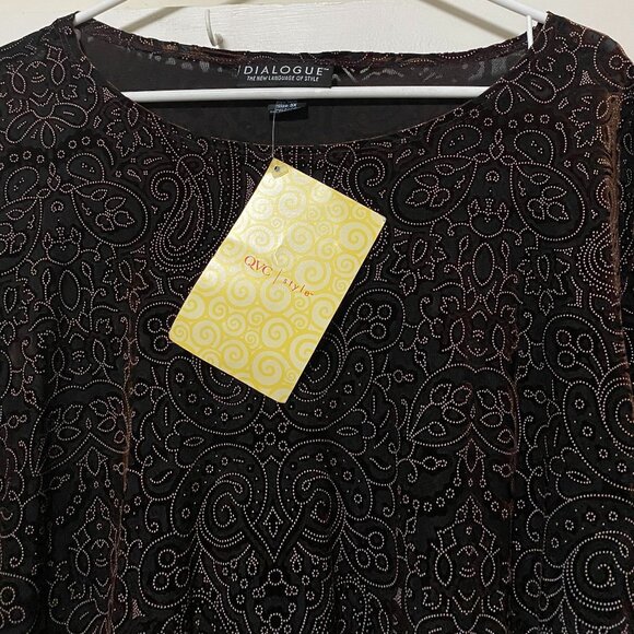 NWT - Dialogue long sleeve, brown tunic w/gold designs, size 3X - Picture 2 of 13